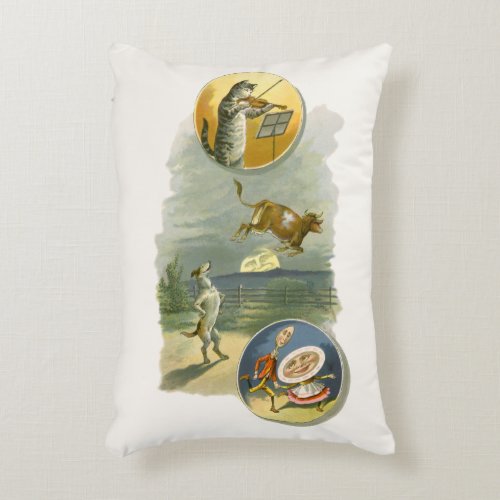 Vintage Mother Goose Nursery Rhyme Hey Diddle Accent Pillow