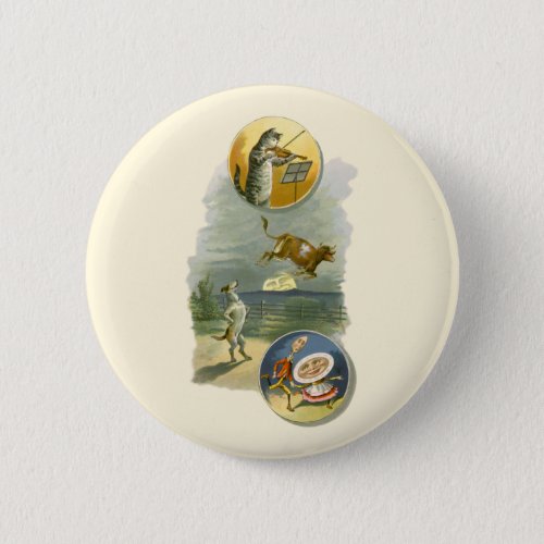 Vintage Mother Goose Nursery Rhyme Hey Diddle Button