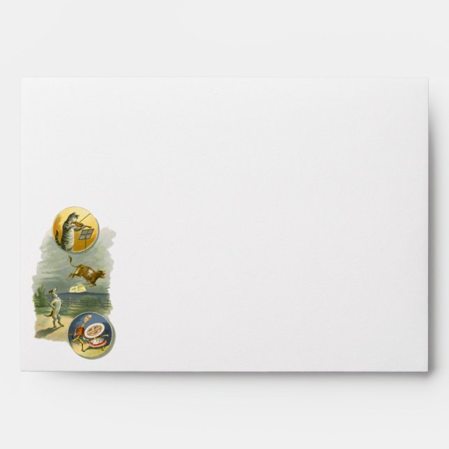 Vintage Mother Goose Nursery Rhyme Hey Diddle Envelope (Front)