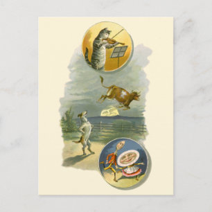 Vintage Mother Goose Nursery Rhyme Hey Diddle Postcard