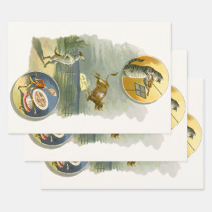 Vintage Mother Goose Nursery Rhyme Hey Diddle Wrapping Paper Sheets