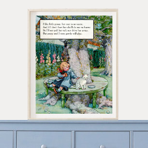 Vintage Mother Goose Nursery Rhyme Kitty Nursery  Poster