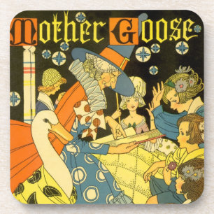 Vintage Mother Goose Reading Books to Children Coaster