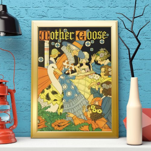 Vintage Mother Goose Reading Books to Children Poster
