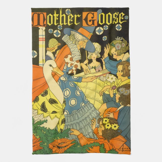 Vintage Mother Goose Reading Books to Children Towel (Vertical)