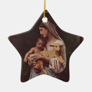 Vintage Mother Mary and Baby Jesus Ceramic Ornament