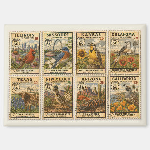 Vintage Mother Road Collage Fridge Magnet