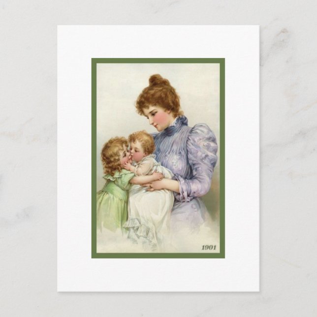 Vintage Mother With Children Postcard (Front)