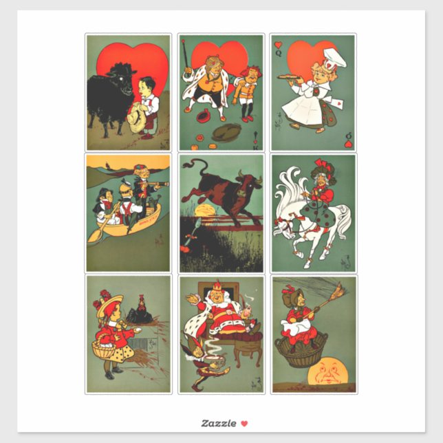 Vintage mothergoose nursery rhymes art collage sticker (Sheet)