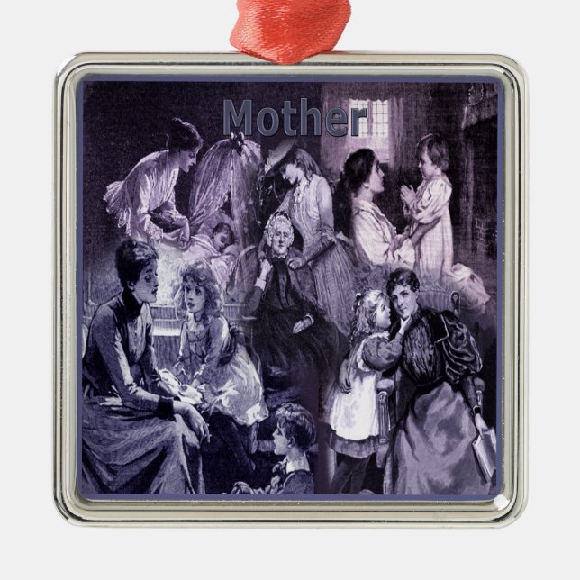 Vintage Mothers and Children Collage Metal Ornament (Front)