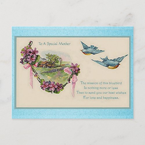 Vintage Mothers Day Bluebirds Postcard