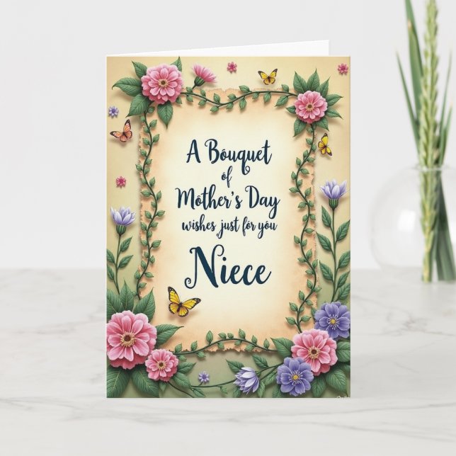 Vintage Mothers Day Bouquet Card (Front)