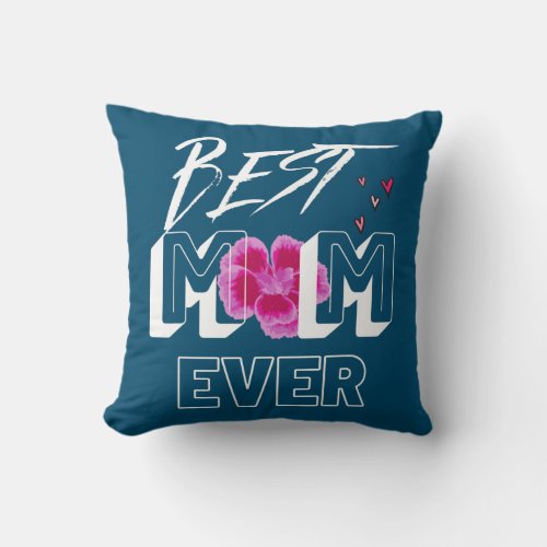 Vintage Mothers Day Floral Womens Best Mom Ever Throw Pillow