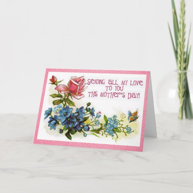 Vintage Mothers Day Flowers Card (Front)