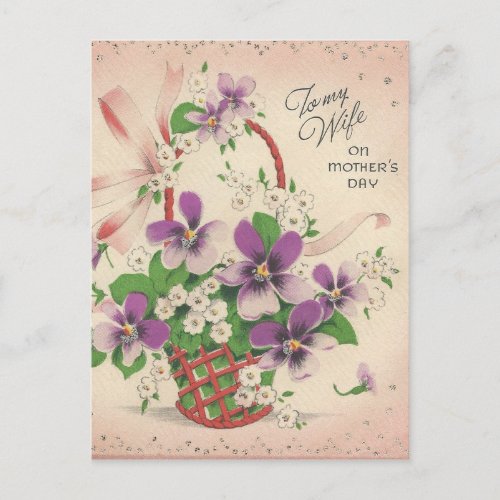 Vintage Mothers Day For Wife Postcard