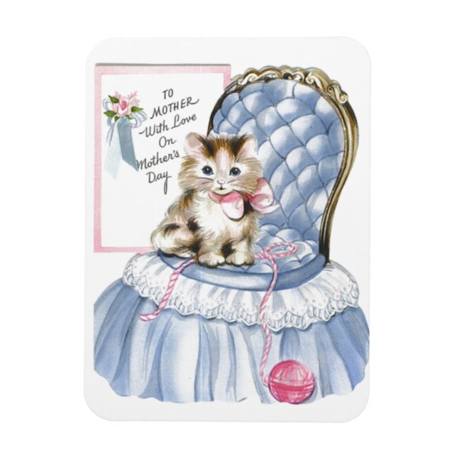 Vintage Mother's Day Kitten Magnet (Vertical)