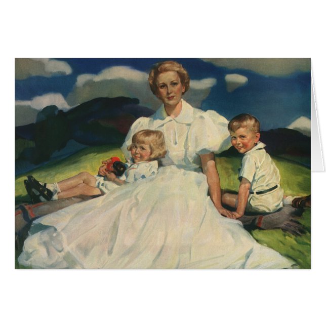 Vintage Mother's Day, Mom with Children (Front Horizontal)