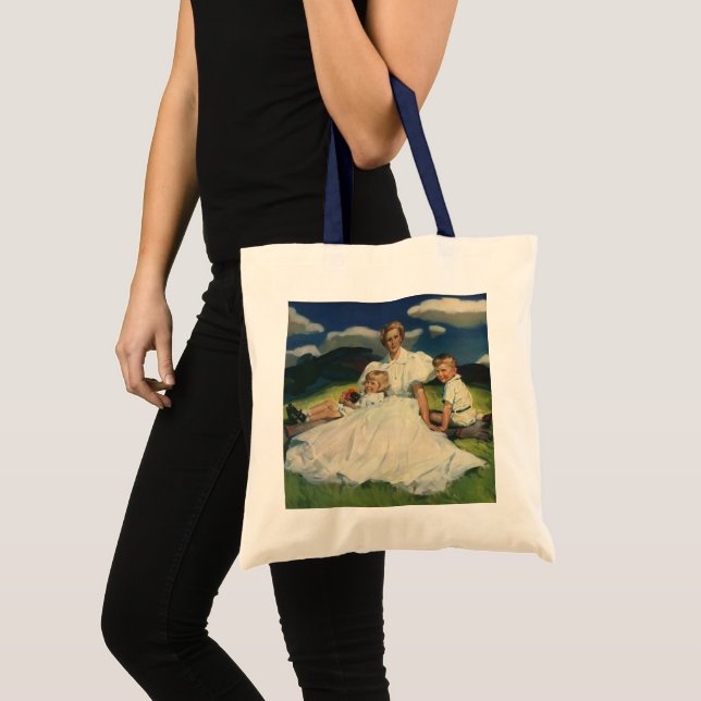 Vintage Mother's Day, Mom with Children Tote Bag (Front (Product))