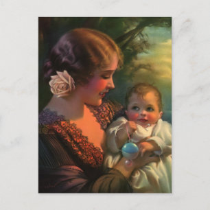 Vintage Mother's Day Portrait, Mom and Baby Postcard
