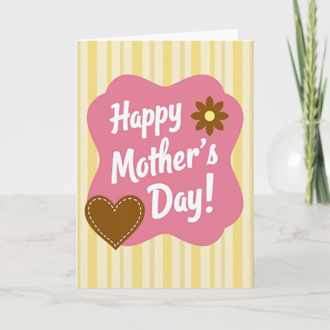 Vintage Mothers Day Stripe Card (Front)