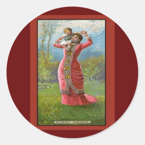 Vintage Mothers Day Sunny Hours Classic Round Sticker