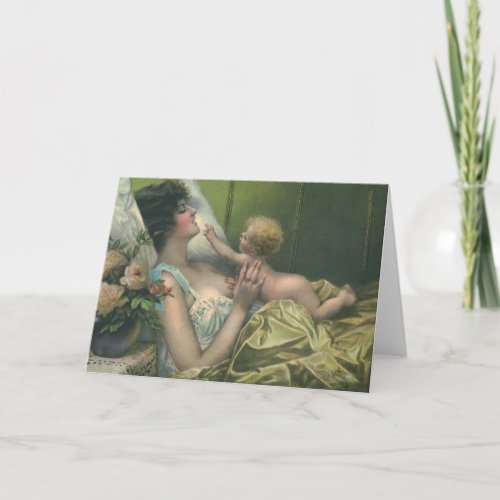 Vintage Mothers Day Victorian Mom with Baby Card