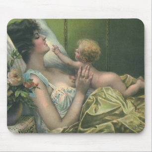 Vintage Mother's Day, Victorian Mom with Baby Mouse Pad