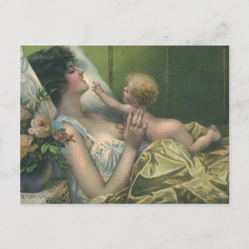 Vintage Mothers Day Victorian Mom with Baby Postcard