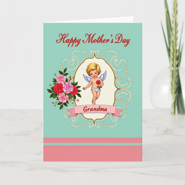 Vintage Mothers Day Wishes Card (Front)