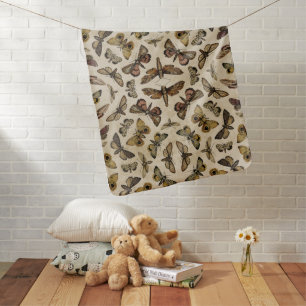 Vintage Moths Baby Blanket