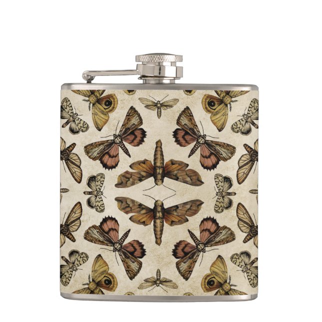 Vintage Moths Flask (Front)