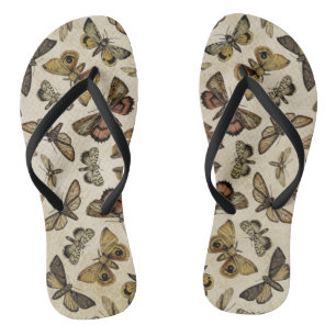Vintage Moths Flip Flops