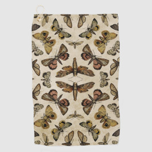 Vintage Moths Golf Towel