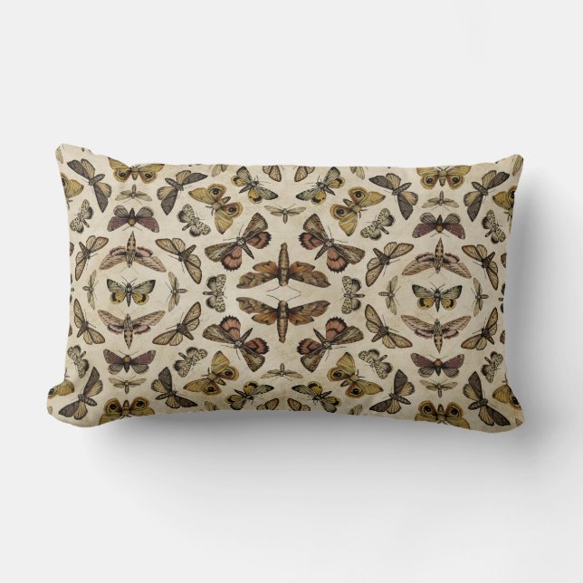 Vintage Moths Throw Pillow (Front)