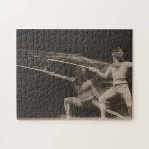 Vintage Motion Blur Photograph of a Fencer 1906 Jigsaw Puzzle