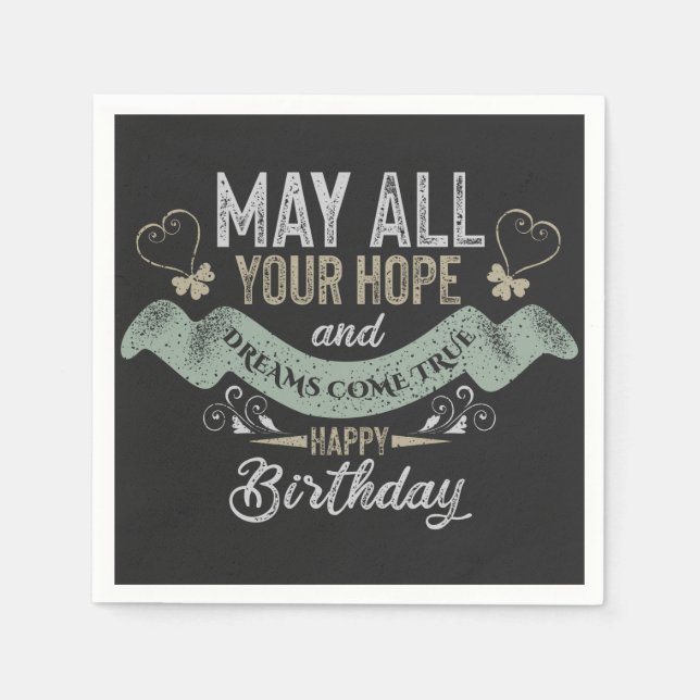 Vintage Motivational Happy birthday wishes Napkins (Front)