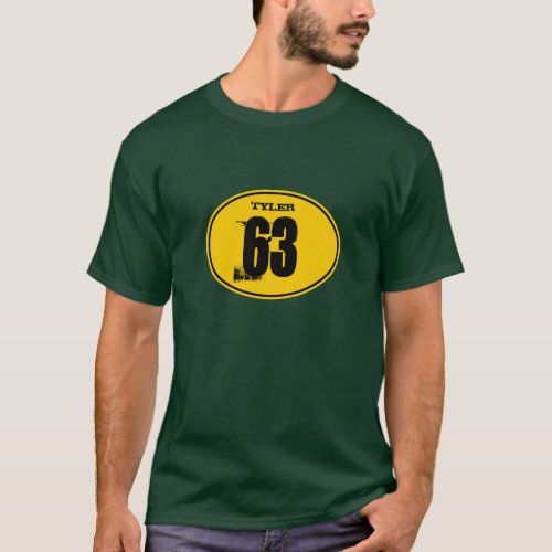Vintage Motocross Dirt Bike Number Plate _ Yellow T_Shirt