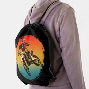 vintage motocross dirt bike rider motorcycle drawstring bag