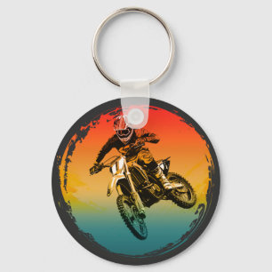 vintage motocross dirt bike rider motorcycle keychain