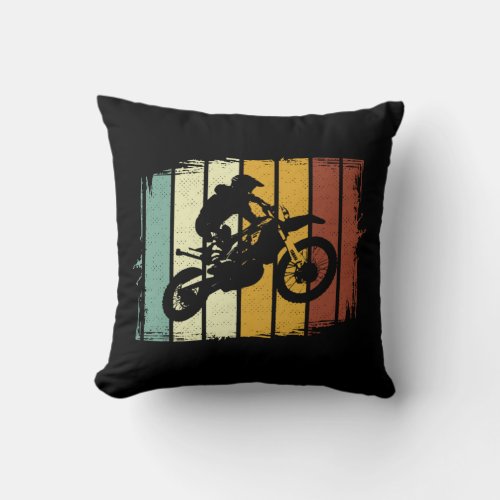 Vintage Motocross Dirtbike Supercross Off Road Throw Pillow