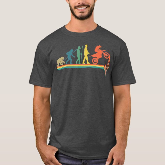 Vintage Motocross Evolution Dirt Bike Heartbeat T-Shirt (Front)