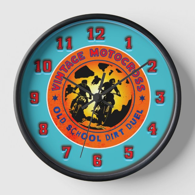 VINTAGE MOTOCROSS RACERS CLOCK (Front)