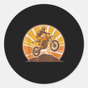 Vintage Motocross Rider Dirt Bike Jump Off Road Su Classic Round Sticker