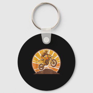 Vintage Motocross Rider Dirt Bike Jump Off Road Su Keychain