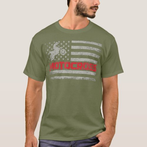 Vintage Motocross USA American Flag T_Shirt