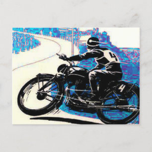 Vintage Motor Bike Race - Blue Scenery Postcard