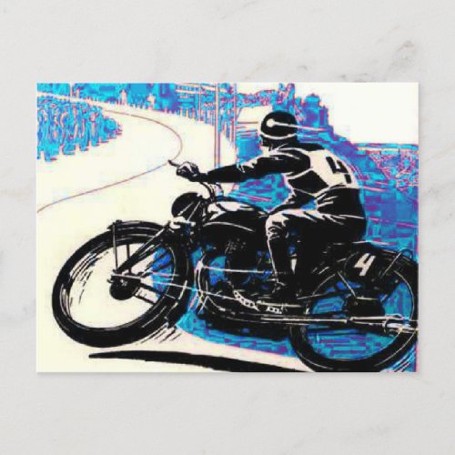 Vintage Motor Bike Race _ Blue Scenery Postcard
