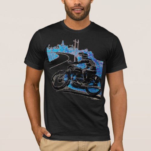 Vintage Motor Bike Race _ Blue T_Shirt