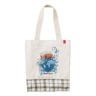 Vintage motor coach travelling around the world zazzle HEART tote bag