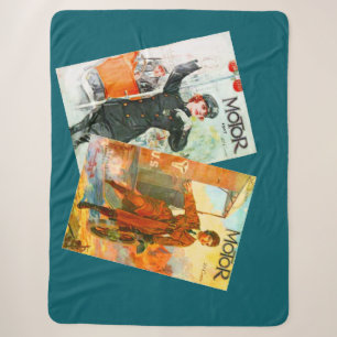 "Vintage Motor Magazine Covers" Sherpa Blanket